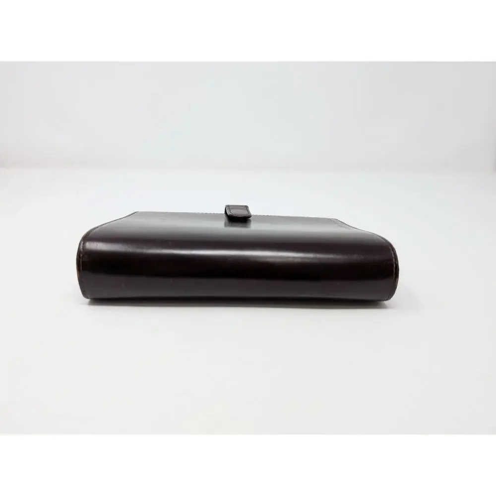 Vintage 90s Perry Ellis Planner Dark Brown Calfskin Leather Organizer